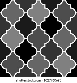 Seamless pattern with ogee ornament. Oriental traditional ornamentation with repeated rounded shapes. Window tracery wallpaper. Grid motif. Digital paper, textile print, web design. Vector art image.