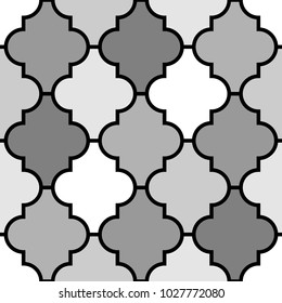 Seamless pattern with ogee ornament. Oriental traditional ornamentation with repeated rounded shapes. Ethnic tiles wallpaper. Mosaic motif. Digital paper, textile print, web design. Vector art image.