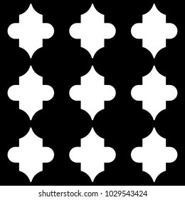 Seamless pattern with ogee ornament. Oriental traditional ornamentation with repeated tiles shapes. Window tracery wallpaper. Grid motif. Digital paper, textile print, web design. Vector art image.