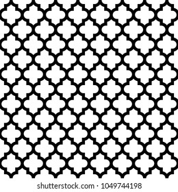 Seamless pattern with ogee ornament. Oriental traditional ornamentation with repeated tile shapes. Window tracery wallpaper. Grid motif. Digital paper for textile print, web design. Vector art image.