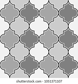 Seamless pattern with ogee ornament. Oriental traditional ornamentation with repeated tile shapes. Ethnic tiles wallpaper. Mosaic motif. Digital paper for textile print, web design. Vector art image.