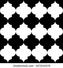 Seamless pattern with ogee ornament. Oriental traditional ornamentation with repeated tile shapes. Ethnic tiles wallpaper. Mosaic motif. Digital paper for textile print, web design. Vector art image.