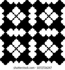 Seamless pattern with ogee ornament. Oriental ornamentation with repeated tile shapes. Ethnic tiles wallpaper. Mosaic motif. Embroidery background. Digital paper, textile print, web design. Vector art