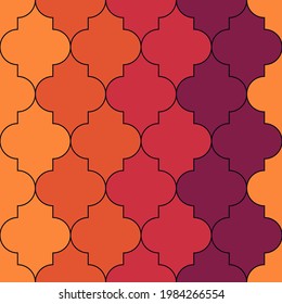 Seamless pattern. Ogee tiles ornament. Oriental traditional ornamentation. Repeated lantern shapes. Mosaic wallpaper. Tiles motif. Geometric digital paper, ethnic textile print, web design. Vector.