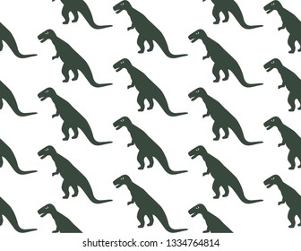 Seamless pattern with ohistoric dinosaurs on the white background