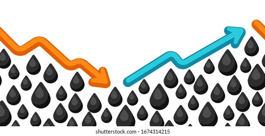 Patrón inoxidable con gotas negras de aceite. Ilustración industrial y empresarial.