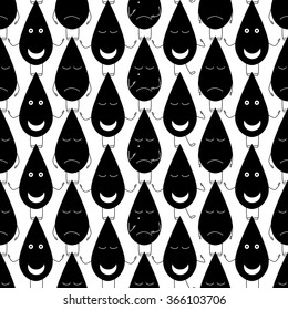 Seamless pattern with oil or ink drops character