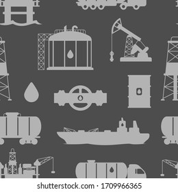 Seamless pattern with oil and petrol icons. Industrial and business illustration.