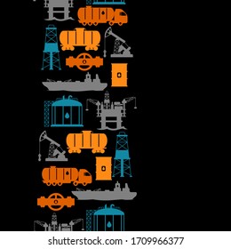 Seamless pattern with oil and petrol icons. Industrial and business illustration.