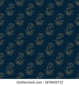 Seamless pattern with Oklahoma Rose flower. Hand drawn vector illustration.