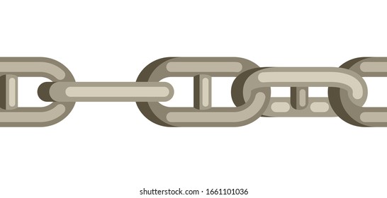 Seamless pattern with old chain. Metal nautical chain decorative element.