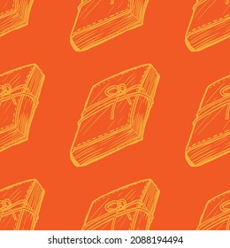 Seamless pattern of old diary vector illustration on orange background