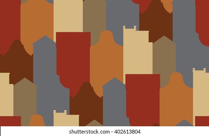 Seamless pattern with old historic buildings of Amsterdam. Flat style vector illustration. 