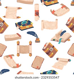 Seamless Pattern with Old Manuscripts, Offering A Vintage And Sophisticated Look For Various Design Projects