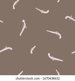 Seamless pattern with old pistol guns