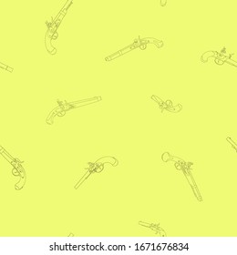 Seamless pattern with old pistol guns