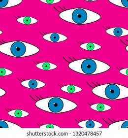 Seamless pattern with old school eyes