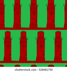 seamless pattern of the old tower, vector illustration