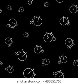 Seamless pattern with old vintage bikes. Retro bicycle background