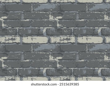 Padrão sem costura com parede de tijolo velho usado. Uma textura vetorial estilo grunge com tijolo marrom horizontal. O fundo repetitivo é adequado para papel de parede, papel de embrulho, têxteis