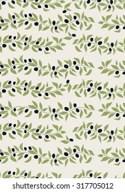 Seamless pattern. Olive Branch. Hand drawn background