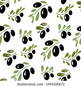 Seamless pattern of the Olive branch set