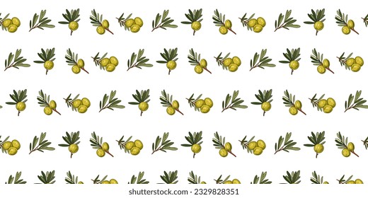 Seamless pattern with olive branch, vector illustration