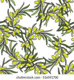 seamless pattern with olive branch. Vector illustration for textile, fabric, wallpaper, packaging. Design of Italy style