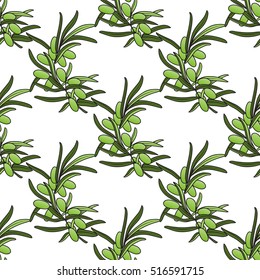 seamless pattern with olive branch. Vector illustration for textile, fabric, wallpaper, packaging. Design of Italy style