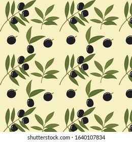 Seamless pattern of olive branches.