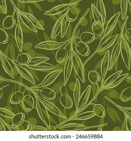 Seamless  pattern with olive branches.
