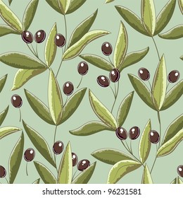 Seamless pattern with Olive Branches