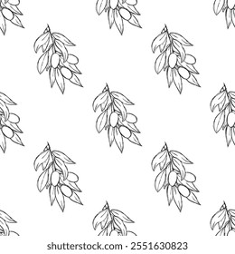 Seamless pattern with olive branches for decorative print, wrapping paper, greeting cards, wallpaper and fabric
