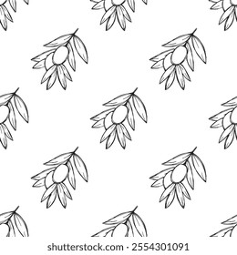 Seamless pattern with olive branches for decorative print, wrapping paper, greeting cards, wallpaper and fabric