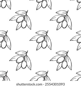 Seamless pattern with olive branches for decorative print, wrapping paper, greeting cards, wallpaper and fabric