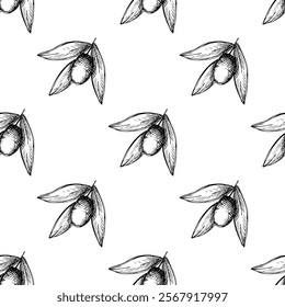 Seamless pattern with olive branches for decorative print, wrapping paper, greeting cards, wallpaper and fabric