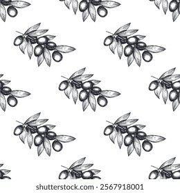 Seamless pattern with olive branches for decorative print, wrapping paper, greeting cards, wallpaper and fabric