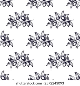 Seamless pattern with olive branches for decorative print, wrapping paper, greeting cards, wallpaper and fabric