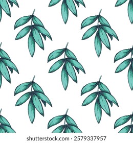 Seamless pattern with olive branches for decorative print, wrapping paper, greeting cards, wallpaper and fabric