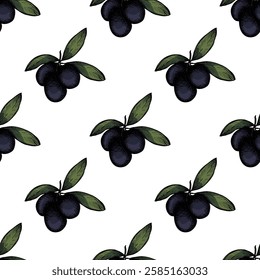 Seamless pattern with olive branches for decorative print, wrapping paper, greeting cards, wallpaper and fabric