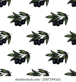 Seamless pattern with olive branches for decorative print, wrapping paper, greeting cards, wallpaper and fabric