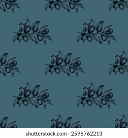 Seamless pattern with olive branches for decorative print, wrapping paper, greeting cards, wallpaper and fabric
