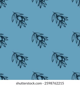 Seamless pattern with olive branches for decorative print, wrapping paper, greeting cards, wallpaper and fabric