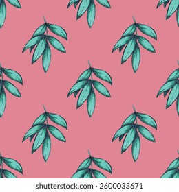 Seamless pattern with olive branches for decorative print, wrapping paper, greeting cards, wallpaper and fabric