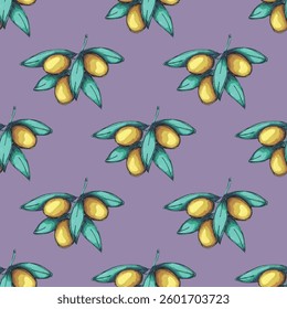 Seamless pattern with olive branches for decorative print, wrapping paper, greeting cards, wallpaper and fabric