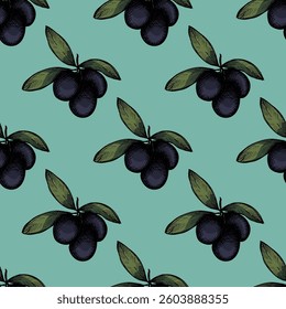 Seamless pattern with olive branches for decorative print, wrapping paper, greeting cards, wallpaper and fabric