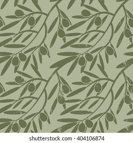 Seamless pattern with olive branches. Retro decorative texture background for textile,paper,labels and etc. Vector