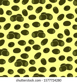 Seamless pattern of olive fruits. Vector. Decor element. Suitable for label or kitchenware design.