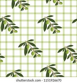 seamless pattern with olive tree vector illustration