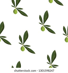 seamless pattern with olive tree vector - green floral pattern